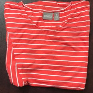 Chico’s salmon/white striped tee!
